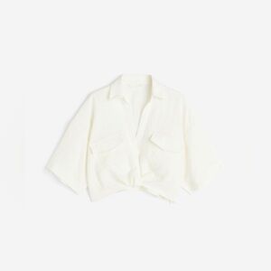 H&M off-white knot detail crop top